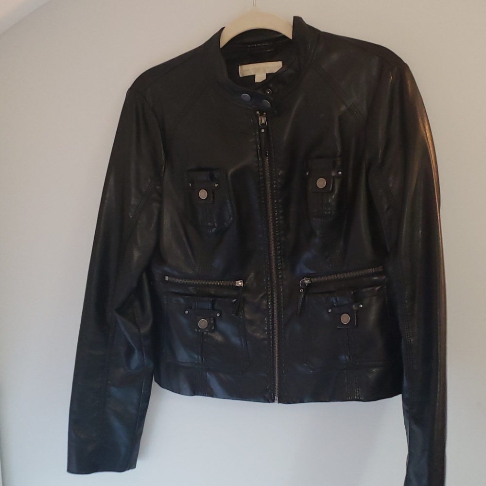 Faux leather bomber jacket